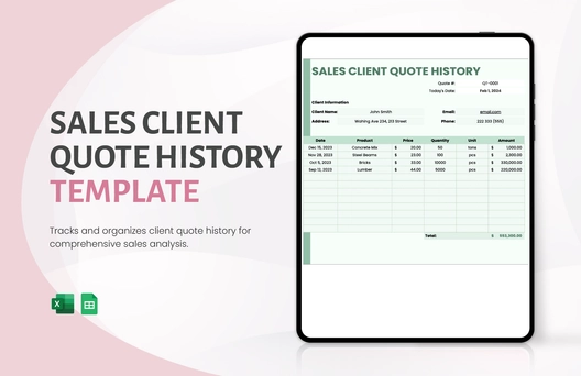 Sales Client Quote History Template