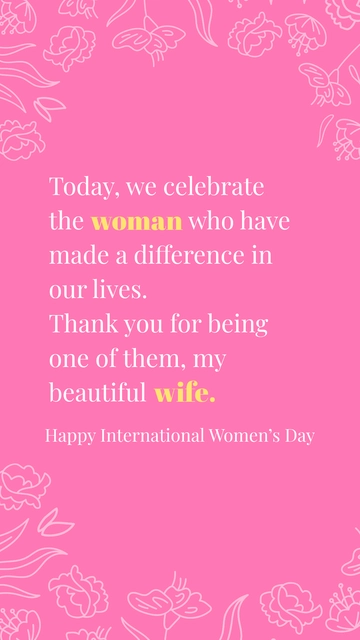 Free International Women's Day Quotes for Wife Template to Edit Online