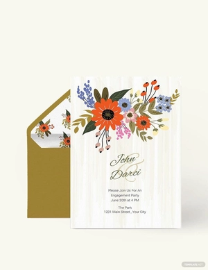 Small Flower Wedding Engagement Card Template