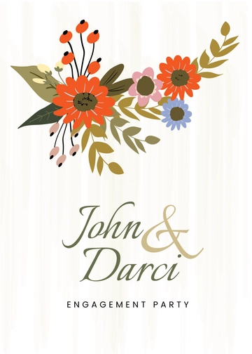 Free Small Flower Wedding Engagement Card Template to Edit Online