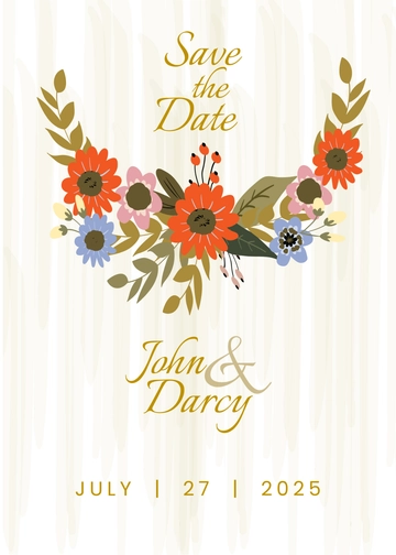 Free Small Flower Wedding Save The Date Card Template to Edit Online