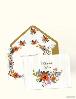 Small Flower Wedding Thank You Card Template