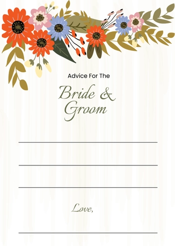Free Small Flower Wedding Advice Card Template to Edit Online