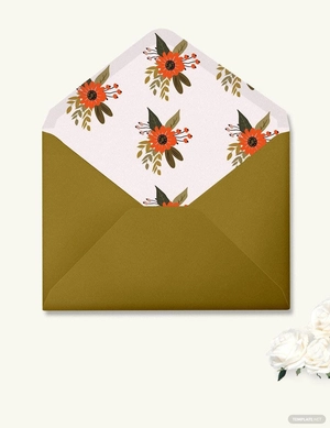 Small Flower Wedding Envelope Template