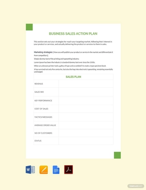 Business Sales Action Plan Template