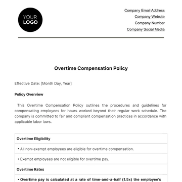 Free Overtime Compensation Policy HR Template to Edit Online