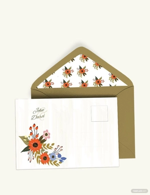 Small Flower Wedding Post Card Template