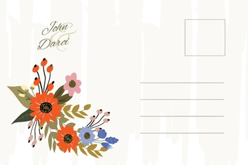 Free Small Flower Wedding Post Card Template to Edit Online