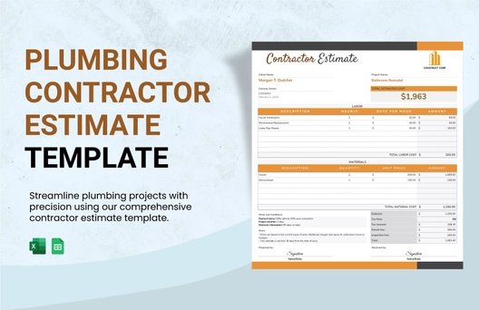 Plumbing Contractor Estimate Template