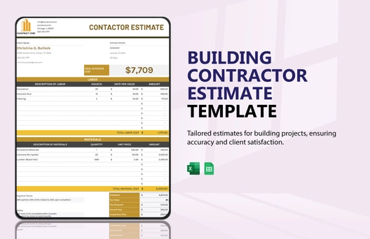 Building Contractor Estimate Template