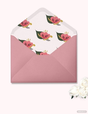 Pink Floral Wedding Envelope Template