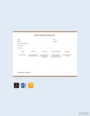 Daily Sales Action Plan Template