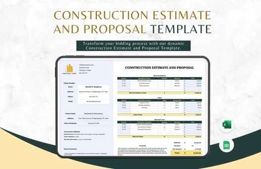 Construction Estimate and Proposal Template