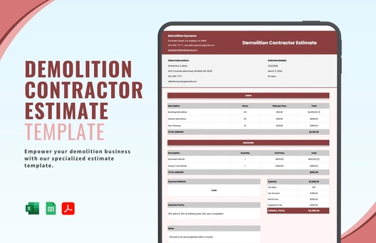 Demolition Contractor Estimate Template