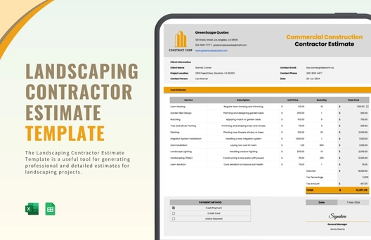 Landscaping Contractor Estimate Template