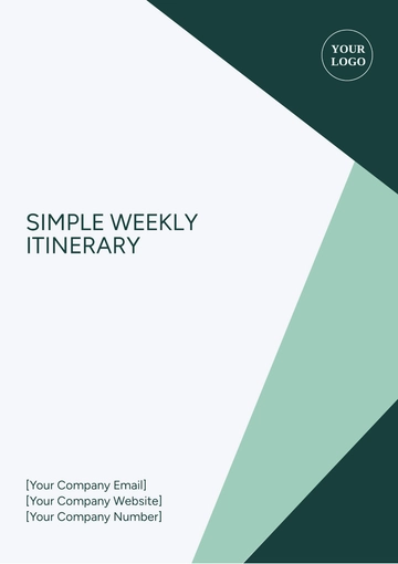 Free Simple Weekly Itinerary Template to Edit Online