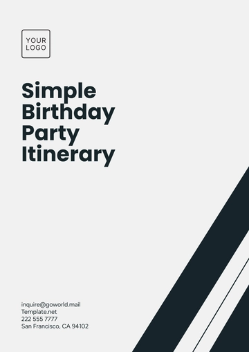 Free Simple Birthday Party Itinerary Template to Edit Online