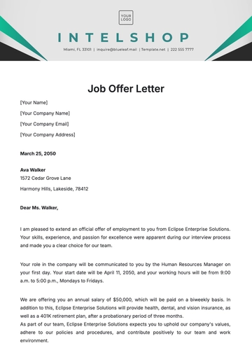 Free Job Offer Letter Template to Edit Online