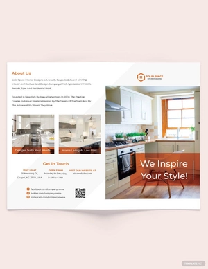 Kitchen Interior Bi-Fold Brochure Template