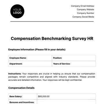 Free Compensation Benchmarking Survey HR Template to Edit Online