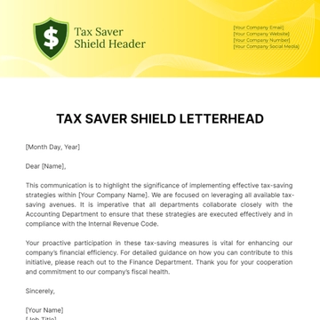 Free Tax Saver Shield Letterhead Template to Edit Online