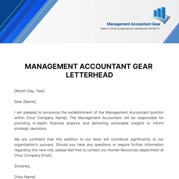 Free Management Accountant Gear Letterhead Template to Edit Online