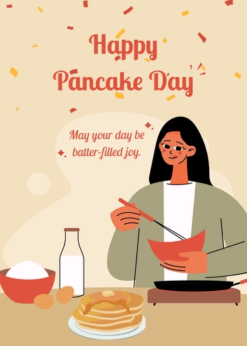 Free Pancake Day Greeting Card Template to Edit Online