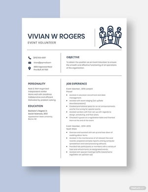 Event Volunteer Resume