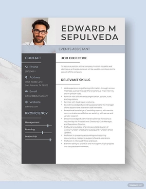 Events Assistant Resume