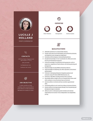 Events Coordinator Resume
