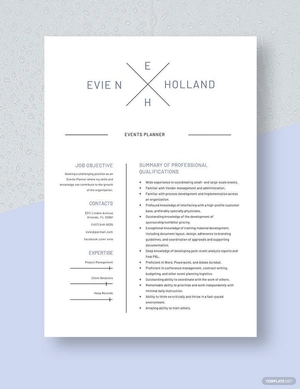 Events Planner Resume