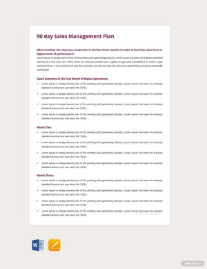 90 Days Sales Management Plan Template