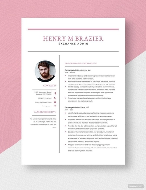 Exchange Admin Resume