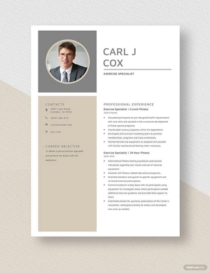 Exercise Specialist Resume