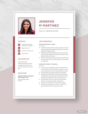 Facility Administrator Resume
