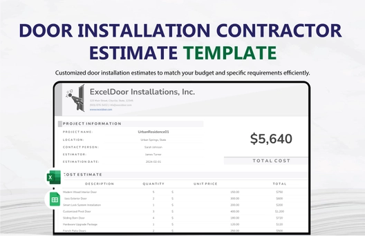 Door Installation Contractor Estimate Template