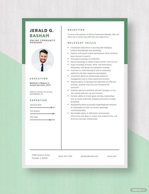Online Community Manager Resume