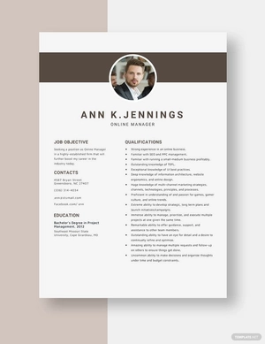 Online Manager Resume