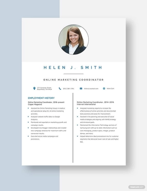 Online Marketing Coordinator Resume