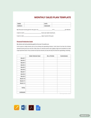 Monthly Sales Plan