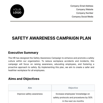 Free Safety Awareness Campaign Plan HR Template to Edit Online