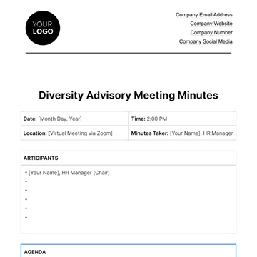 Free Diversity Advisory Meeting Minute HR Template to Edit Online
