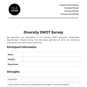 Free Diversity SWOT Survey HR Template to Edit Online