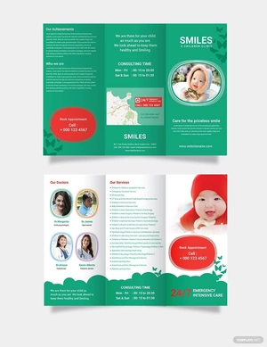 Children Clinic Tri-Fold Brochure Template