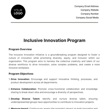 Free Inclusive Innovation Program HR Template to Edit Online