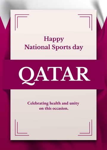 Free Qatar National Sports Day Greeting Card Template to Edit Online
