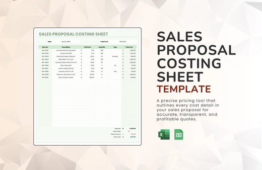 Sales Proposal Costing Sheet Template