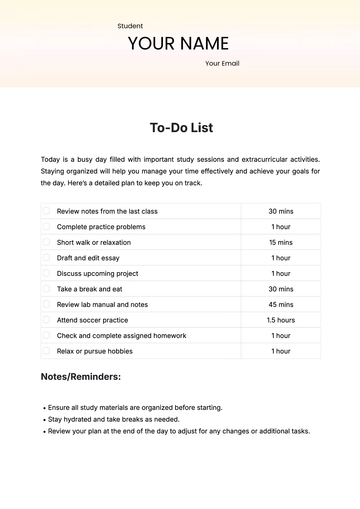 Free To Do List Template to Edit Online | Template.net