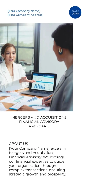 Free Mergers and Acquisitions Financial Advisory Rack Card Template to Edit Online