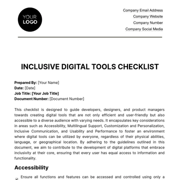 Free Inclusive Digital Tools Checklist HR Template to Edit Online